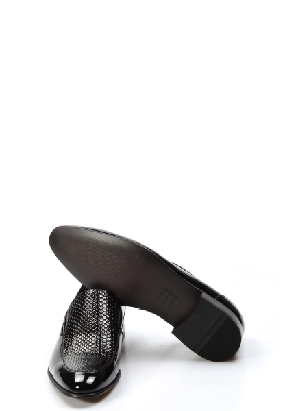 MirgeShoes Siyah Bağcıksız Erkek Klasik Rugan Ayakkabı İçi Dışı Hakiki Deri MRG01847131876-00b