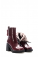 MirgeShoes Bordo Fermuarlı Kadın Kalın Topuklu Bot İçi Kürklü Dışı Hakiki Deri MRG0134711261065920