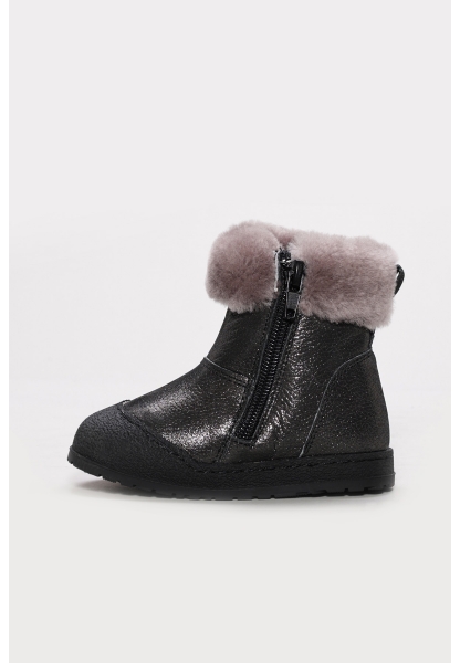 MirgeShoes Çelik Unisex Fermuarlı Çocuk Bot İçi Kürklü Dışı Hakiki Deri MRG01287112412930