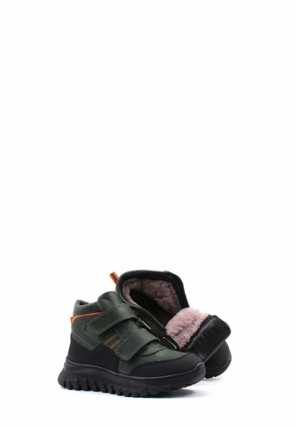 MirgeShoes Haki Unisex Cırtcırtlı Çocuk Bot İçi Kürklü Dışı Hakiki Deri MRG017421161151079