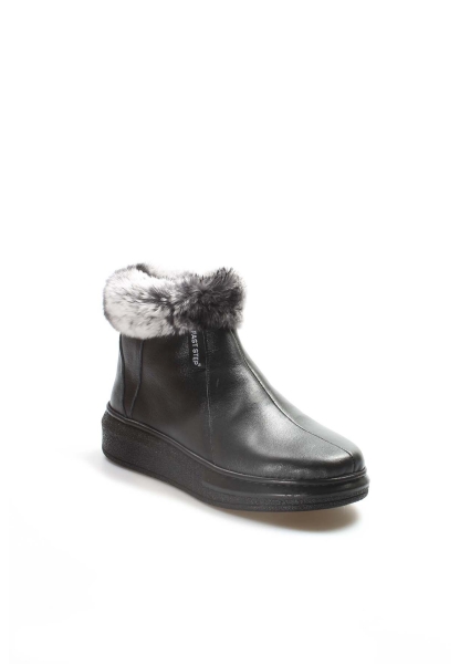 MirgeShoes Siyah Kadın Klasik Bot İçi Kürklü Dışı Hakiki Deri MRG01863112610135