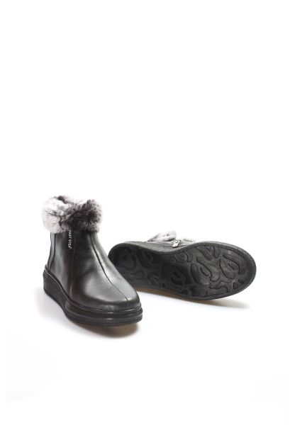 MirgeShoes Siyah Kadın Klasik Bot İçi Kürklü Dışı Hakiki Deri MRG01863112610135