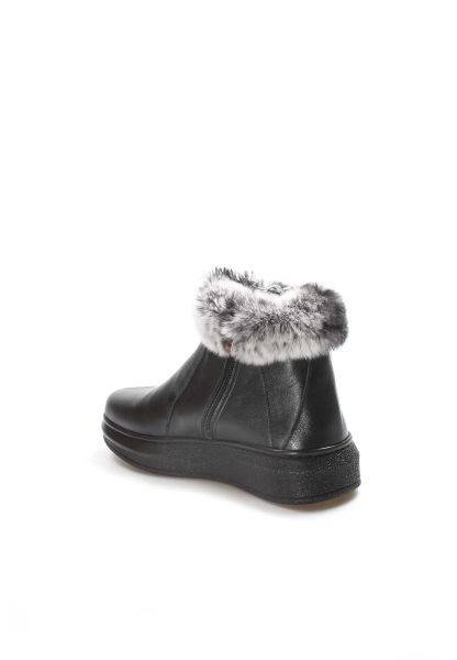 MirgeShoes Siyah Kadın Klasik Bot İçi Kürklü Dışı Hakiki Deri MRG01863112610135