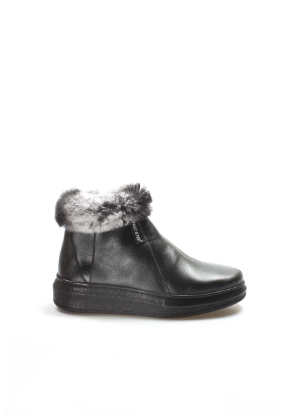 MirgeShoes Siyah Kadın Klasik Bot İçi Kürklü Dışı Hakiki Deri MRG01863112610135
