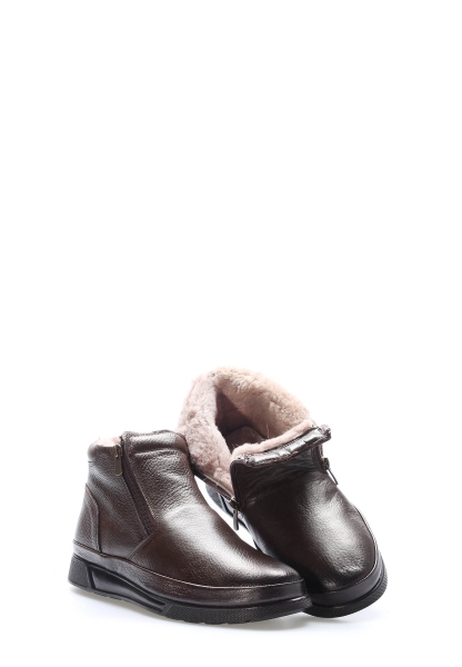 MirgeShoes Kahve Fermuarlı Erkek Bot Hakiki Deri İçi Kürklü MRG018541113339