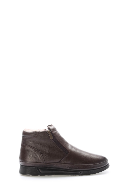 MirgeShoes Kahve Fermuarlı Erkek Bot Hakiki Deri İçi Kürklü MRG018541113339
