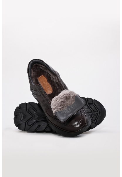 MirgeShoes Kahve Bağcıklı Erkek Casual Ayakkabı Hakiki Deri İçi Kürklü MRG01344111315245