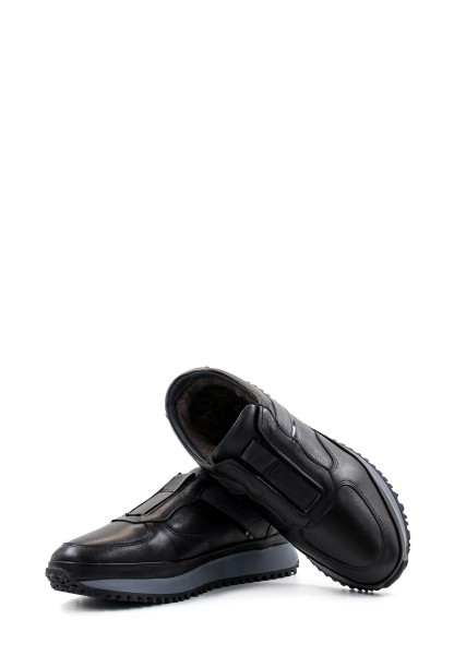 MirgeShoes Kahve Bağcıksız Erkek Spor Sneaker Ayakkabı İçi Kürklü Dışı Hakiki Deri MRG01852111311088