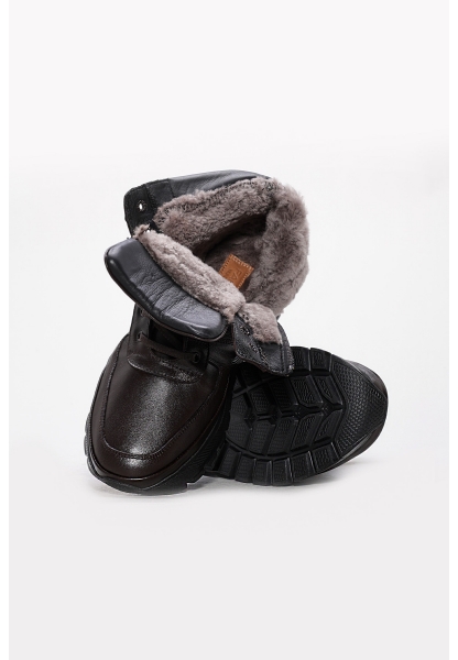 MirgeShoes Kahve Erkek Comfort Bot Hakiki Deri İçi Kürklü MRG01344111313469