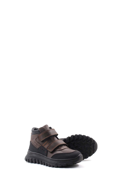 MirgeShoes Kahve Unisex Çocuk Cırtcırtlı Spor Bot İçi Kürklü Dışı Hakiki Deri MRG017421161151079