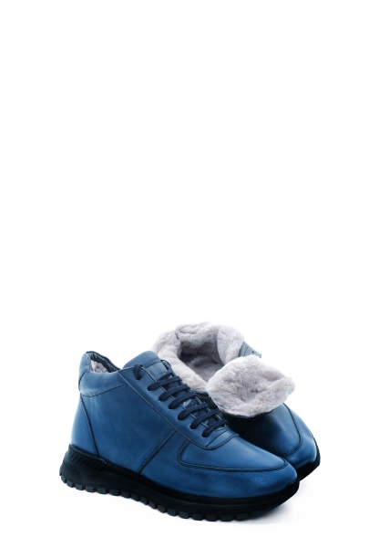 MirgeShoes Lacivert Erkek Spor Comfort Bot Hakiki Deri İçi Kürklü MRG01284111311926