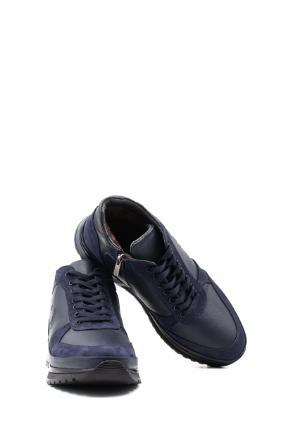 MirgeShoes Lacivert Fermuarlı Erkek Spor Bot İçi Kürklü Dışı Hakiki Deri MRG01986111313621