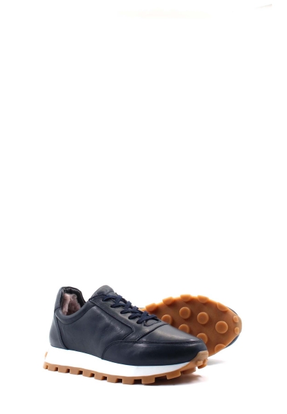 MirgeShoes Lacivert Bağcıklı Erkek Spor Sneaker Ayakkabı Hakiki Deri İçi Kürklü MRG012841171947
