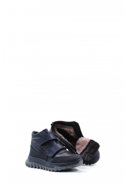 MirgeShoes Lacivert Unisex Cırtcırtlı Çocuk Bot İçi Kürklü Dışı Hakiki Deri MRG017421161151079