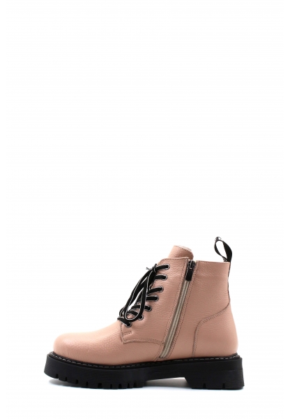 MirgeShoes Pudra Bağcıklı Kadın Bot İçi Kürklü Dışı Hakiki Deri MRG011046112613639