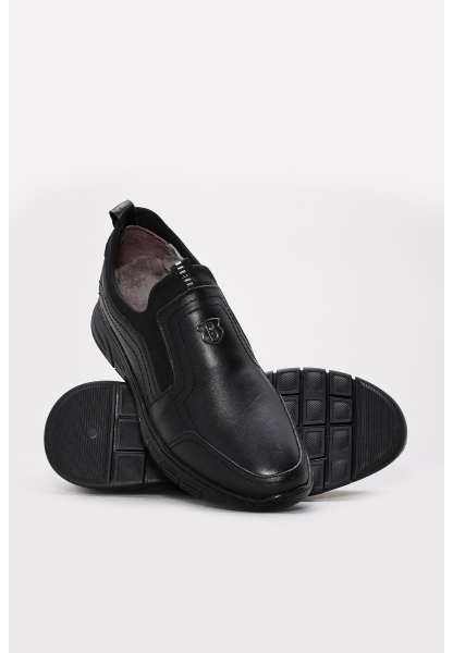 MirgeShoes Siyah Erkek Casual Ayakkabı Hakiki Deri İçi Kürklü MRG0129111131460