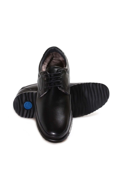 MirgeShoes Siyah Bağcıklı Erkek Casual Ayakkabı İçi Kürklü Dışı Hakiki Deri MRG01792111315472