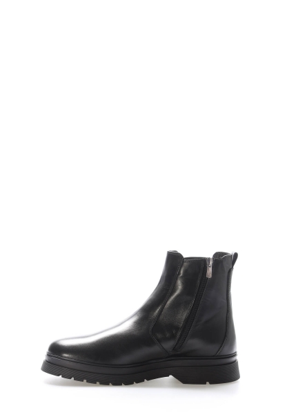 MirgeShoes Siyah Fermuarlı Erkek Chelsea Bot Hakiki Deri İçi Kürklü MRG0133911131458