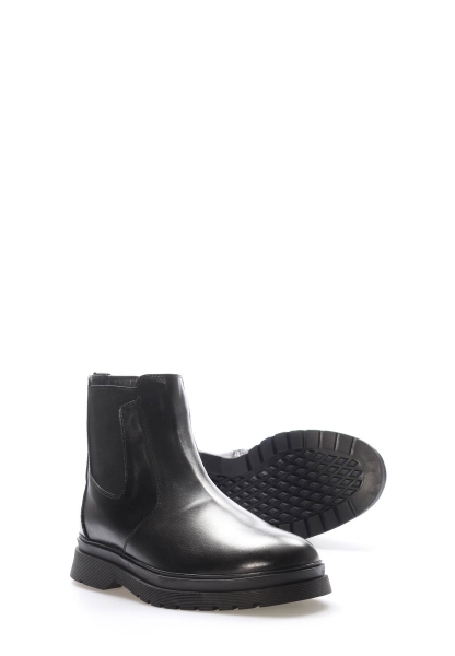 MirgeShoes Siyah Fermuarlı Erkek Chelsea Bot Hakiki Deri İçi Kürklü MRG0133911131458