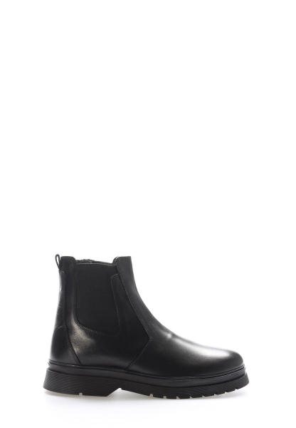 MirgeShoes Siyah Fermuarlı Erkek Chelsea Bot Hakiki Deri İçi Kürklü MRG0133911131458