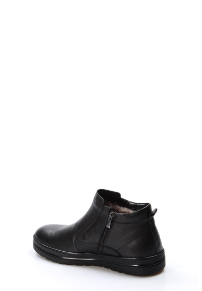 MirgeShoes Siyah Fermuarlı Erkek Klasik Bot Hakiki Deri İçi Kürklü MRG0184111131348