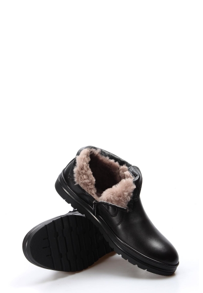 MirgeShoes Siyah Fermuarlı Erkek Klasik Bot Hakiki Deri İçi Kürklü MRG0184111131348
