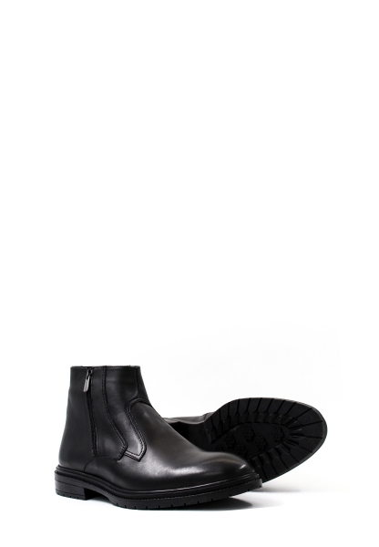 MirgeShoes Siyah Fermuarlı Erkek Klasik Bot Kaymaz Taban Hakiki Deri İçi Kürklü MRG0184111131435