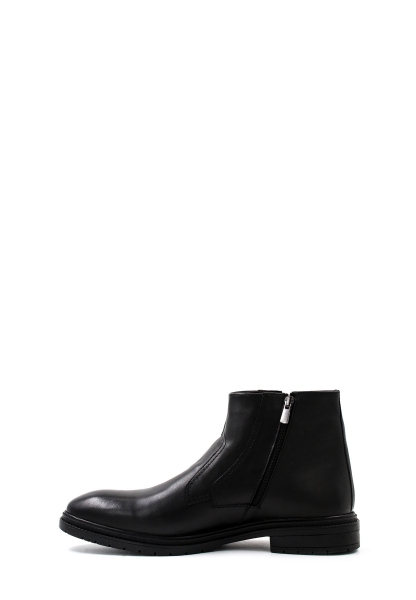 MirgeShoes Siyah Fermuarlı Erkek Klasik Bot Kaymaz Taban Hakiki Deri İçi Kürklü MRG0184111131435