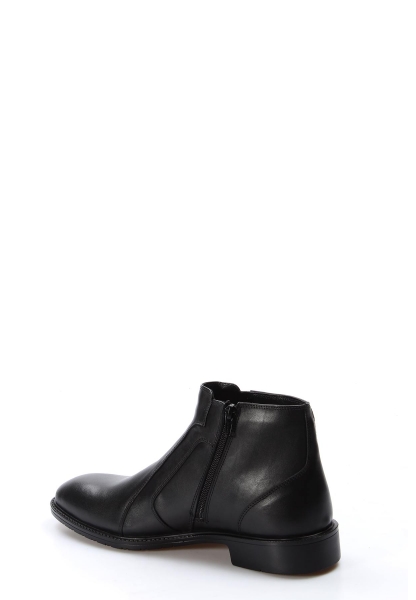 MirgeShoes Siyah Fermuarlı Erkek Klasik Bot Hakiki Deri İçi Kürklü MRG01841111314237
