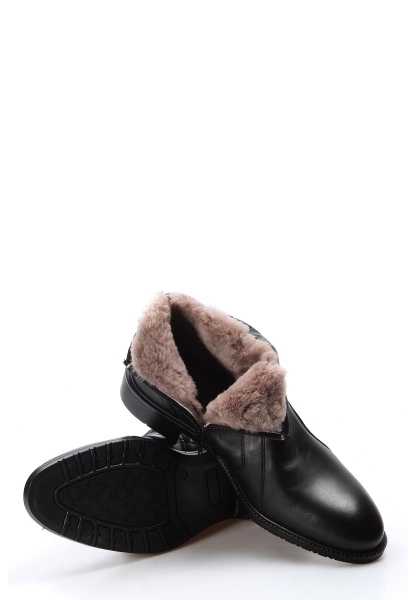 MirgeShoes Siyah Fermuarlı Erkek Klasik Bot Hakiki Deri İçi Kürklü MRG01841111314237