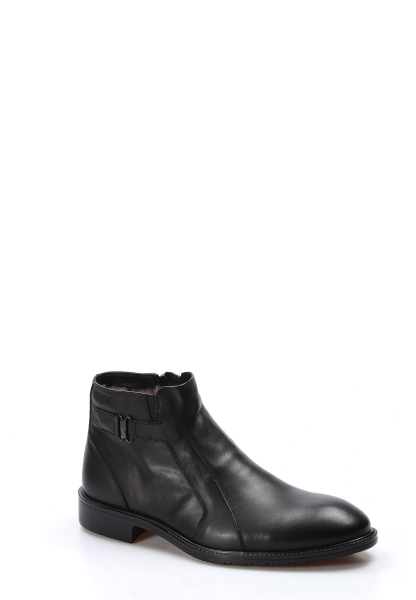 MirgeShoes Siyah Fermuarlı Erkek Klasik Bot Hakiki Deri İçi Kürklü MRG01841111314237