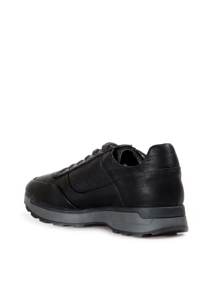 MirgeShoes Siyah Bağcıklı Erkek Sneaker Spor Ayakkabı İçi Kürklü Dışı Hakiki Deri MRG0185311131232
