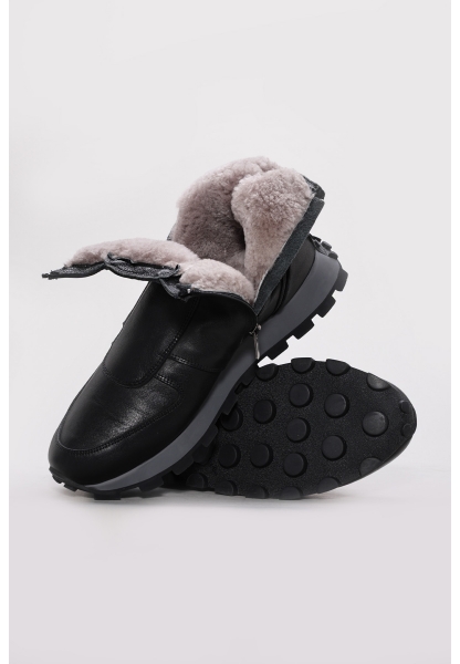 MirgeShoes Siyah Fermuarlı Erkek Comfort Bot Hakiki Deri İçi Kürklü MRG01284111311929