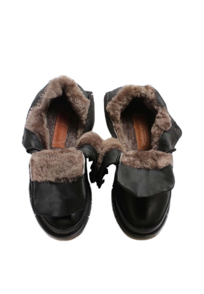 MirgeShoes Siyah Fermuarlı Erkek Bot Kaymaz Taban Hakiki Deri İçi Kürklü MRG018471113110552-2
