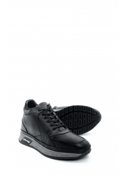 MirgeShoes Siyah Erkek Spor Comfort Bot Hakiki Deri İçi Kürklü MRG0185211131534