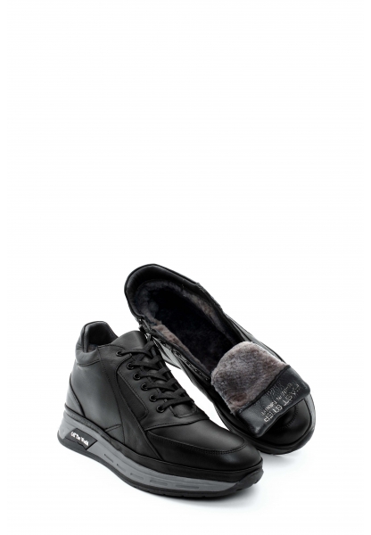 MirgeShoes Siyah Erkek Spor Comfort Bot Hakiki Deri İçi Kürklü MRG0185211131534