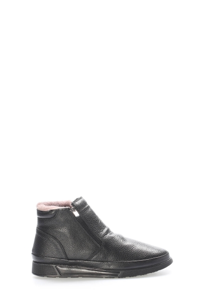 MirgeShoes Siyah Fermuarlı Erkek Spor Bot Hakiki Deri İçi Kürklü MRG018541113339