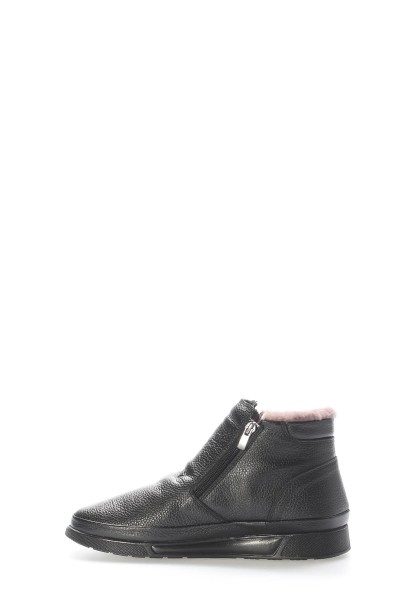 MirgeShoes Siyah Fermuarlı Erkek Spor Bot Hakiki Deri İçi Kürklü MRG018541113339