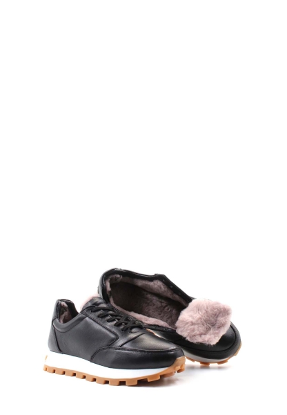 MirgeShoes Siyah Bağcıklı Erkek Spor Sneaker Ayakkabı Hakiki Deri İçi Kürklü MRG012841171947