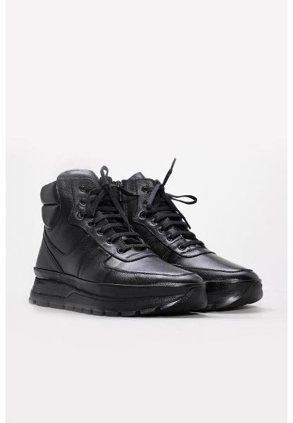 MirgeShoes Siyah Erkek Comfort Bot Hakiki Deri İçi Kürklü  MRG01344111313469