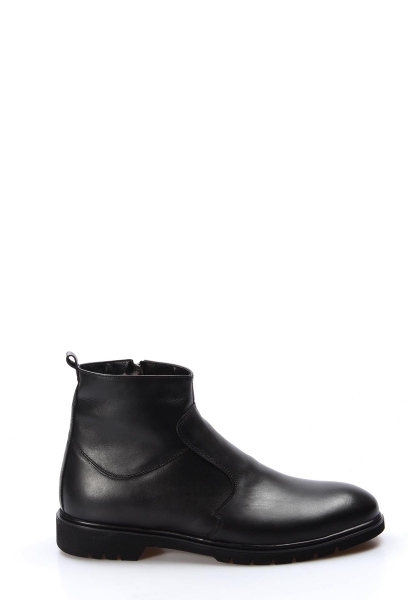 MirgeShoes Siyah Fermuarlı Erkek Chelsea Bot Hakiki Deri İçi Kürklü MRG0184111131325
