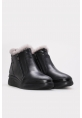 MirgeShoes Siyah Fermuarlı Kadın Klasik Bot İçi Kürklü Dışı Hakiki Deri MRG01541112611212
