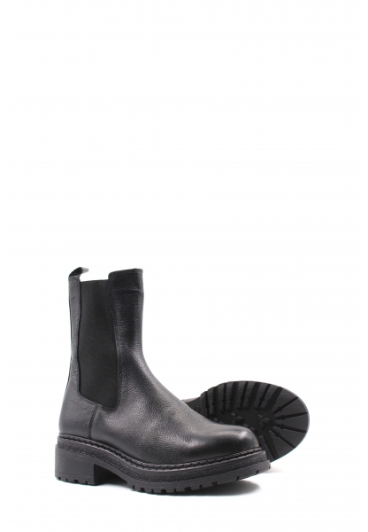 MirgeShoes Siyah Lastikli Kadın Chelsea Bot İçi Kürklü Dışı Hakiki Deri MRG0138711261839