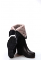 MirgeShoes Siyah Kadın Dolgu Topuklu Çizme İçi Kürklü Dışı Hakiki Deri MRG01194112611118