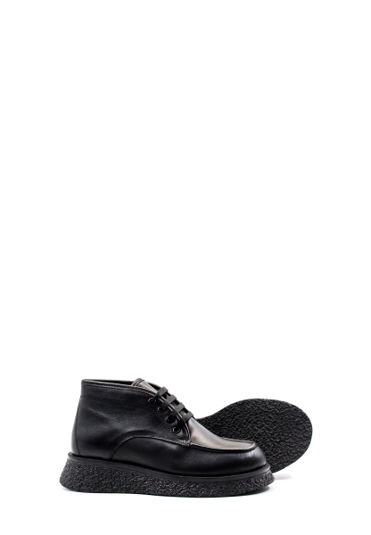 MirgeShoes Siyah Fermuarlı Kadın Kalın Taban Bot İçi Kürklü Dışı Hakiki Deri MRG0134711261727