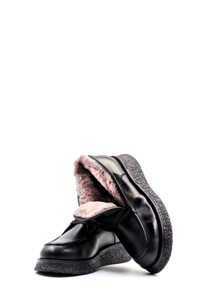 MirgeShoes Siyah Fermuarlı Kadın Kalın Taban Bot İçi Kürklü Dışı Hakiki Deri MRG0134711261727