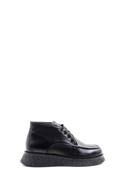 MirgeShoes Siyah Fermuarlı Kadın Kalın Taban Bot İçi Kürklü Dışı Hakiki Deri MRG0134711261727