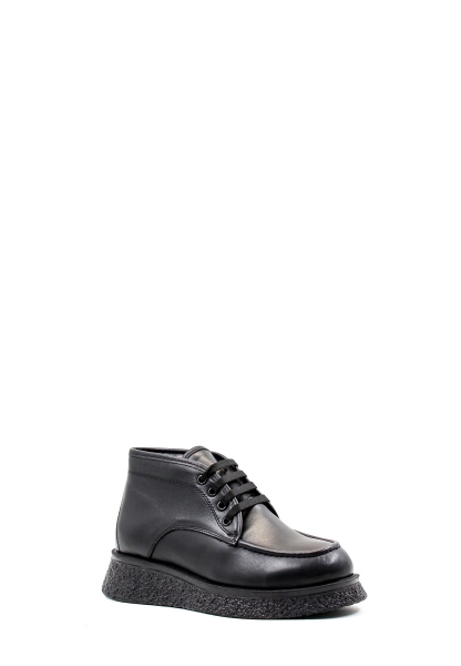 MirgeShoes Siyah Fermuarlı Kadın Kalın Taban Bot İçi Kürklü Dışı Hakiki Deri MRG0134711261727