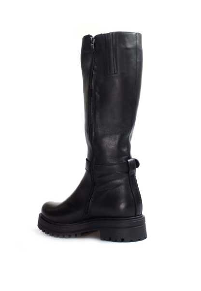 MirgeShoes Siyah Kadın Kalın Taban Klasik Çizme İçi Kürklü Dışı Hakiki Deri MRG018871126122612