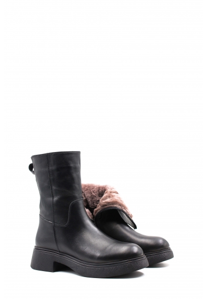 MirgeShoes Siyah Fermuarlı Kadın Klasik Bot İçi Kürklü Dışı Hakiki Deri MRG01254112612632